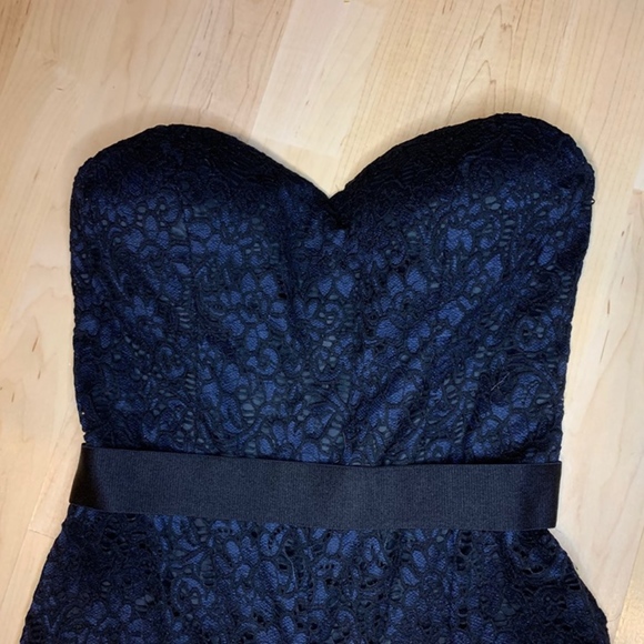 BEBE Black and Blue Strapless Lace Romper - Picture 6 of 6
